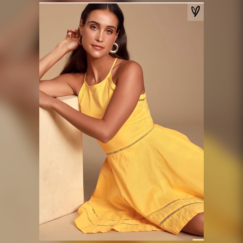 Lulus Catch Your Eye Yellow Skater Dress